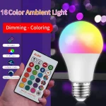 Ampoule RGB 16 couleurs à intensité variable 220V, lampe de décoration pour la maison, ampoules magiques 7W, néon coloré LED, spot intelligent avec télécommande IR