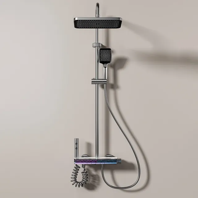 Colonne douche thermostatique mural grande pomme pluie… – vue 2