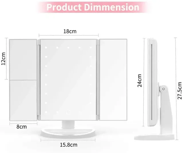 Miroir de maquillage à grossissement 2X 3X – vue 2