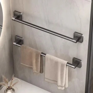 Porte-serviettes espace moderne en aluminium, étagères murales non perforées, porte-serviettes de salle de bains, cintre de rangement de toilettes à tige unique