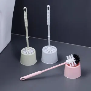 Brosse de nettoyage de toilettes avec Base, ensemble de brosse domestique à Long manche, tête ronde en plastique, brosse d&rsquo;angle Non mort