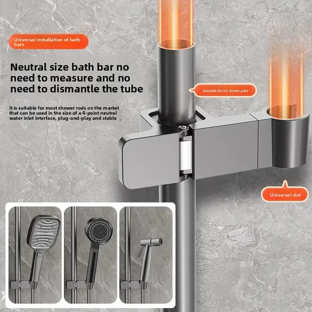 Nouveau support de douche réglable chromé – vue 3