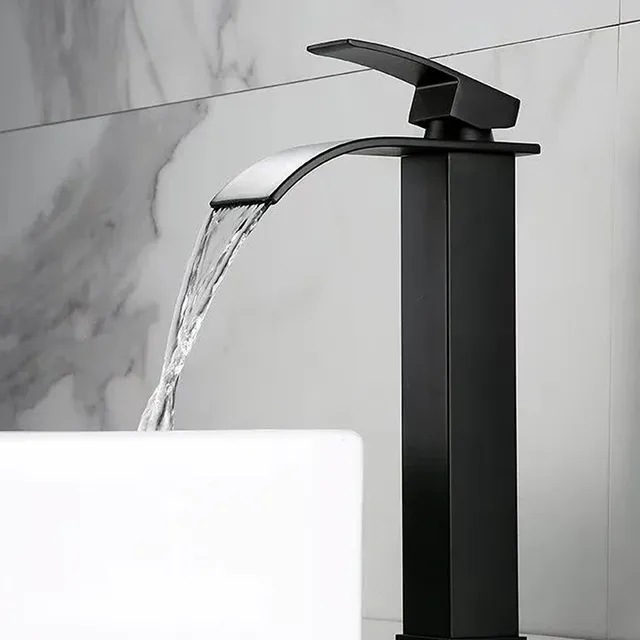Robinet lavabo cascade noir mat inox mitigeur mono… – vue 3