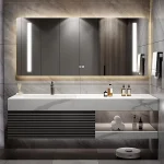 Évier Flottant en Bois Massif pour Dessus de Table