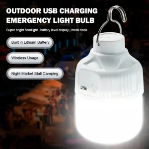 Ampoules LED rechargeables par USB pour l&rsquo;extérieur, lumière d&rsquo;urgence à haute luminosité, lanterne Portable pour Camping et pêche, veilleuses