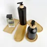 Plateau rond et carré en bambou pour salle de bain – vue 3