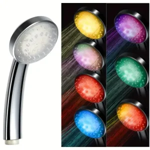 Douche lumineuse LED à main, petite douche à fleurs, couleur changeante, sans batterie, production d&rsquo;énergie hydroélectrique, accessoires de salle de bains