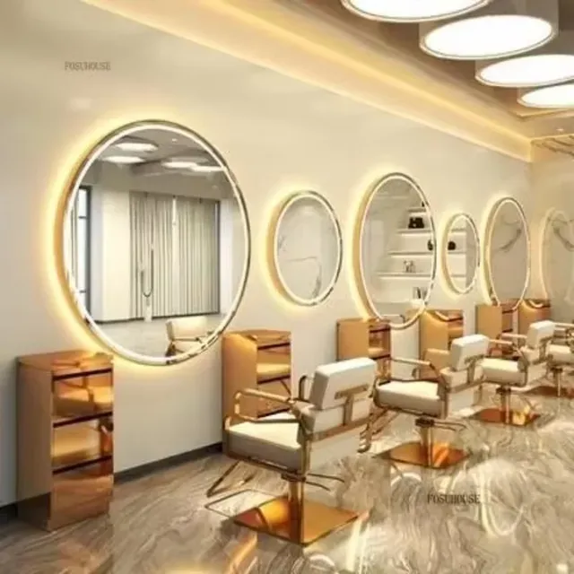 Miroir décoratif rond pour Salon de coiffure – vue 4