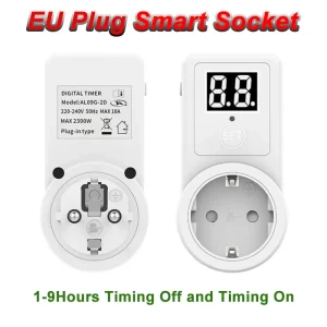 Prise intelligente prise ue prise de courant maison intelligente interrupteur de compte à rebours affichage à deux chiffres minuterie contrôle du temps téléphone batterie charge Prise intelligente prise ue prise de courant maison intelligente interrupteur de compte à rebours affichage à deux chiffres minuterie contrôle du temps téléphone batterie charge
