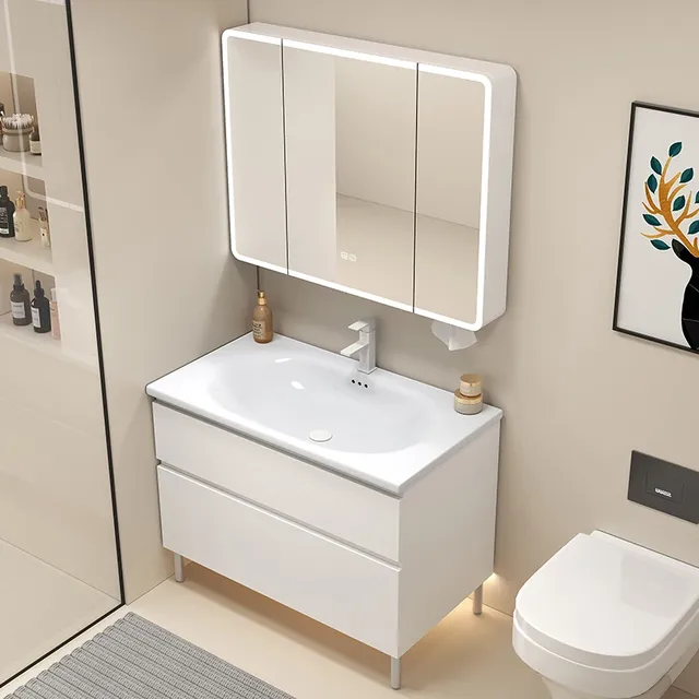 Évier blanc armoire De salle De bain lumière Led… – vue 3