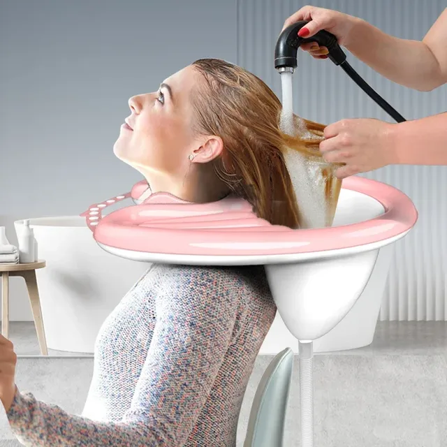 Bassin shampoing gonflable portable rose pâle… – vue 2