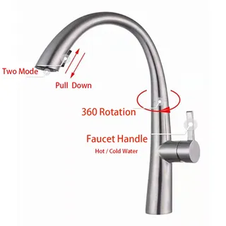 Robinet d'évier de cuisine en acier inoxydable 304