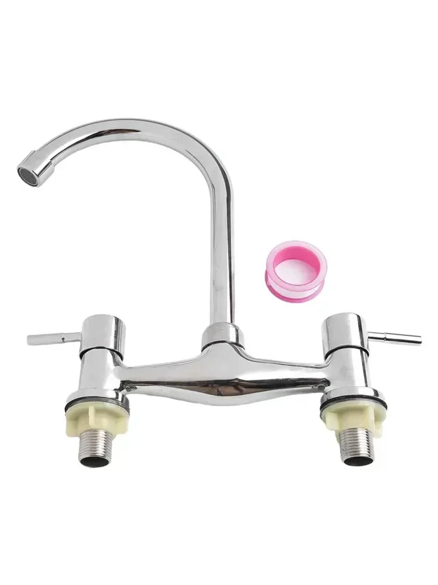 Robinet mélangeur cuisine laiton massif chromé double… – vue 4