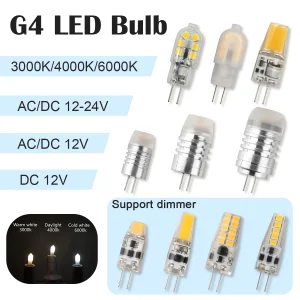 Ampoule Led G4 à intensité variable, 2W 3W AC DC 12V 24V, économie de lampe en Silicone, Angle de faisceau 360, remplacement de la lumière halogène, projecteur, lustre, 5 pièces