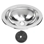 Évier rond en acier inoxydable poli antirouille pour bateau, simple cuve, grande capacité, montage en affleurant, accessoires automobiles