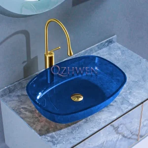 Lavabo de salle de bains bleu Transparent, lavabo rectangulaire en verre, armoire Simple, lavabo de comptoir avec ensemble de robinets 540x410x110MM Lavabo de salle de bains bleu Transparent, lavabo rectangulaire en verre, armoire Simple, lavabo de comptoir avec ensemble de robinets 540x410x110MM