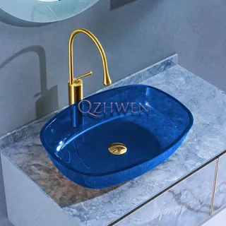 Lavabo de salle de bains bleu Transparent