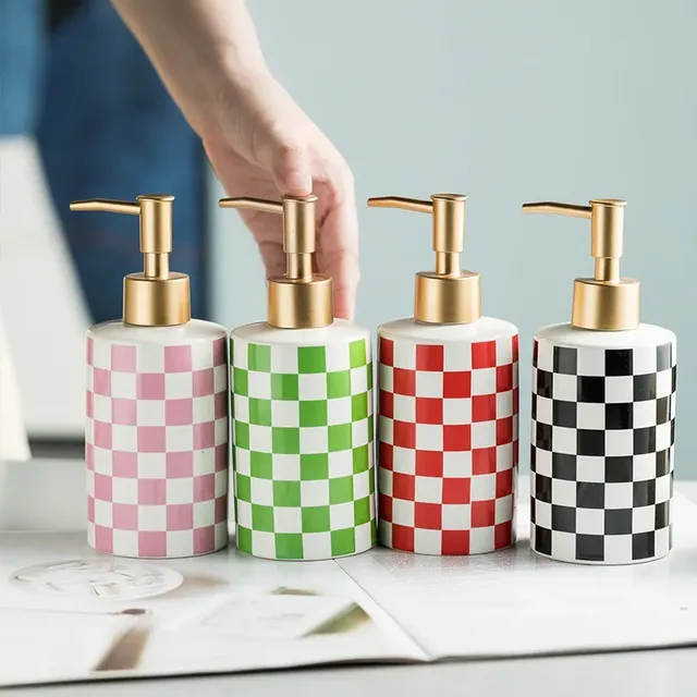 Distributeur savon liquide céramique damier brillant… – vue 4