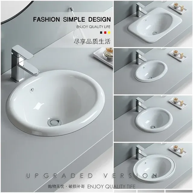 Lavabo céramique vitrifié blanc rond encastrable design…