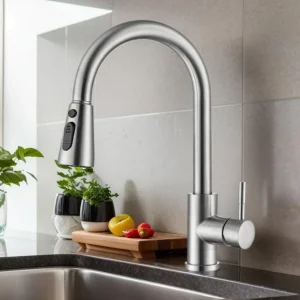 Robinets de cuisine avec buses extractibles, 360 °   Robinets mitigeurs d&rsquo;évier de cuisine rotatifs et robinets mélangeurs de cuisine avec 3 modèles de pulvérisation