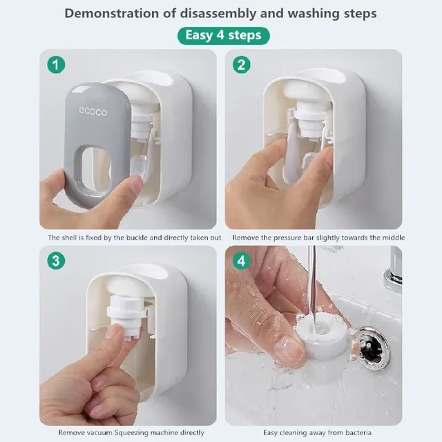 Distributeur dentifrice automatique mural support brosse… – vue 3