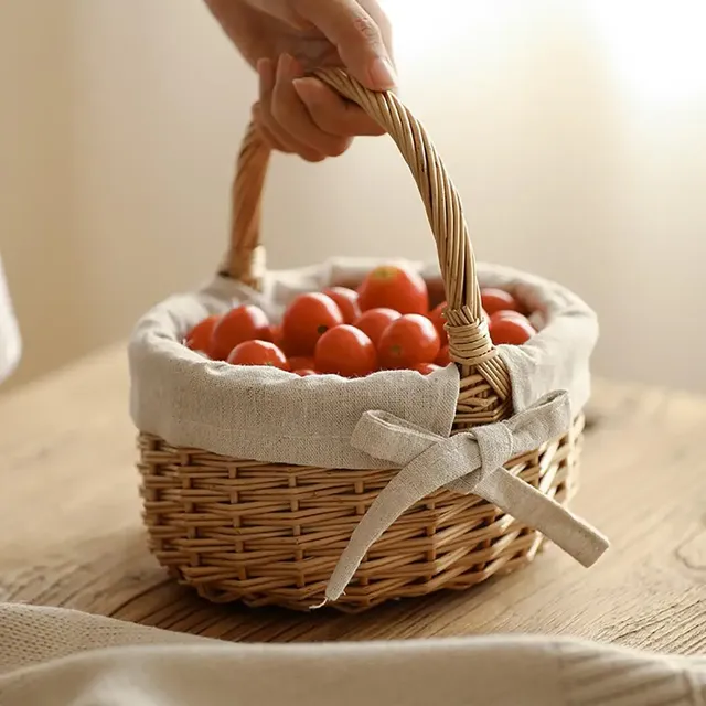 Panier mariage noeud papillon osier tressé anse haute… – vue 4