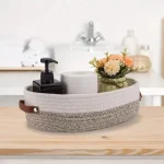 Panier de rangement de salle de bain tissé ovale, organisateur de bureau multifonctionnel, panier de rangement de jouets, toilettes, porte-papier