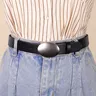 Ceinture femme fine noire similicuir lisse boucle ovale… – vue 6