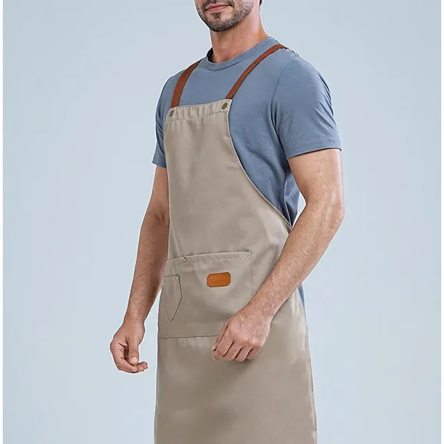 Tablier cuisine imperméable toile polyester noire genou… – vue 4