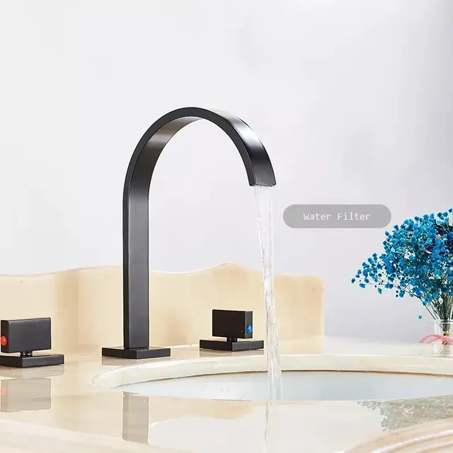 Robinet cascade de salle de bains noir – vue 3