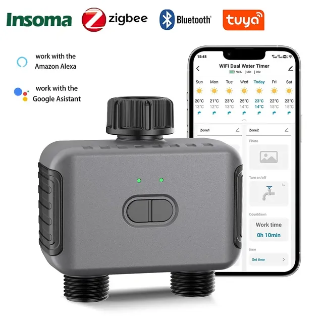 Zigbee/BT minuterie d'eau automatique double tuyau…
