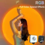 Projecteur de lampe de coucher de soleil RGB, lampe de Projection LED multicolore changeante, lampe de lumière du soleil rotative à 360 degrés pour décoration de salle de photographie ﻿