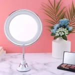 Miroirs de vanité de salle de bains muraux, miroir de maquillage rotatif à 360 degrés avec lumière LED, outil d&rsquo;agrandissement éclairé Flexible