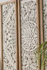Panneau mural triptyque bois sculpté blanc vieilli… – vue 4