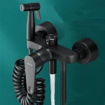 Robinet de douche de salle de bains avec pistolet de pulvérisation, mitigeur d&rsquo;eau chaude et froide en laiton à double bec pour séparateur de salle de bains, lavabo de douche de bain