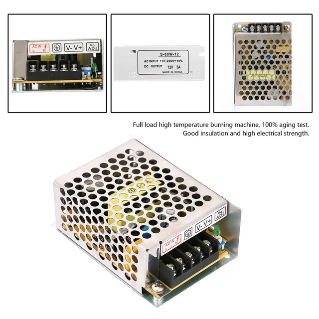 Alimentation découpage régulée 12V 5A 60W universelle… – vue 3