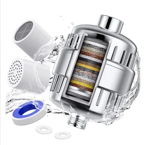 Filtre à eau de douche à haut rendement, 15-20 étapes, élimine le chlore, les métaux lourds, douches filtrées, pomme de douche adoucit pour l’eau dure Filtre à eau de douche à haut rendement, 15-20 étapes, élimine le chlore, les métaux lourds, douches filtrées, pomme de douche adoucit pour l’eau dure