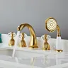 Robinetterie lavabo quatre pièces laiton doré poli bec… – vue 4
