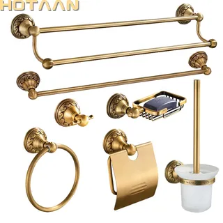 Ensemble accessoires salle bains aluminium laiton antique doré patiné…
