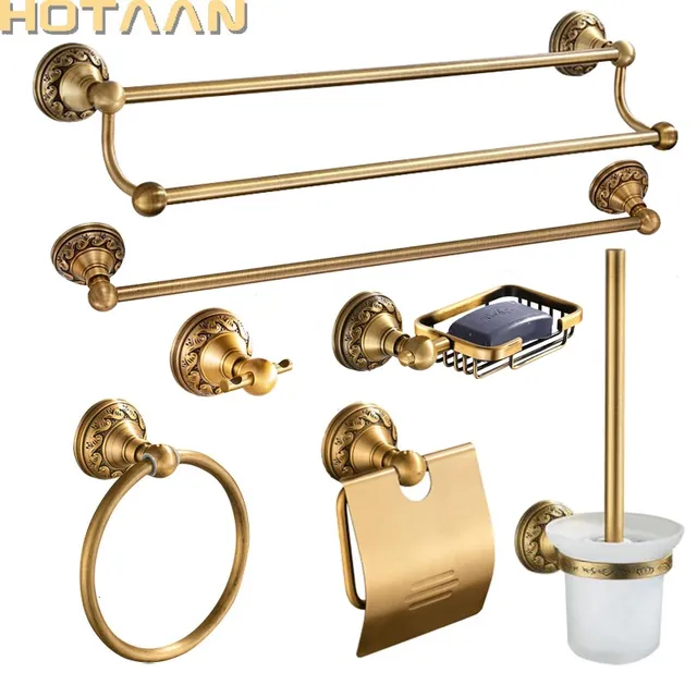 Ensemble accessoires salle bains aluminium laiton…