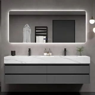 Armoire de salle de bain grise