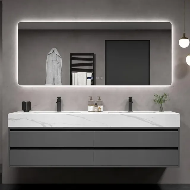 Armoire de salle de bain grise
