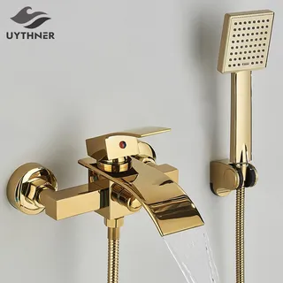 Robinet de baignoire noir doré