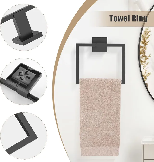 Ensemble de toilettes Acier inoxydable Porte-bague de… – vue 4