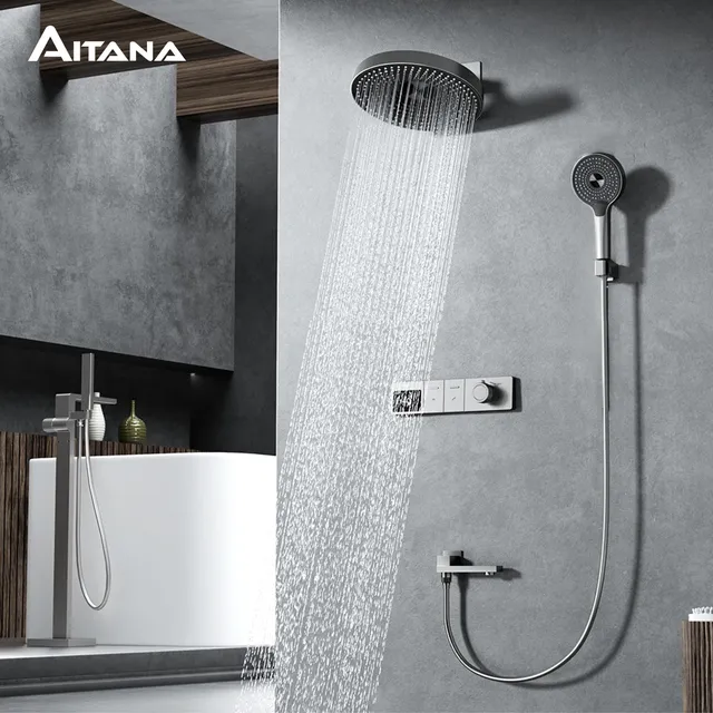 Système de douche à affichage numérique LED en laiton…