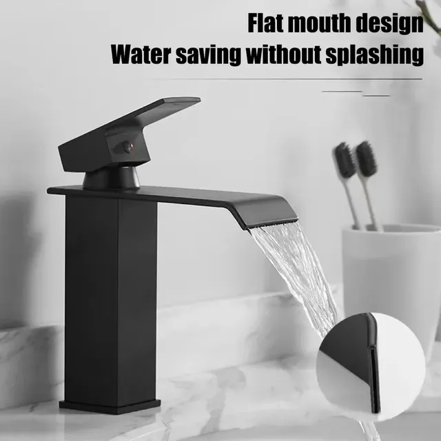 Cascade noire robinet chaud et froid lavabo comptoir… – vue 3