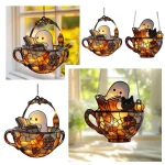 Ornement suspendu en acrylique pour Halloween, fantôme dans la baignoire, fenêtre, mignon fantôme, livre de lecture, décoration de maison, chambre à coucher, salon