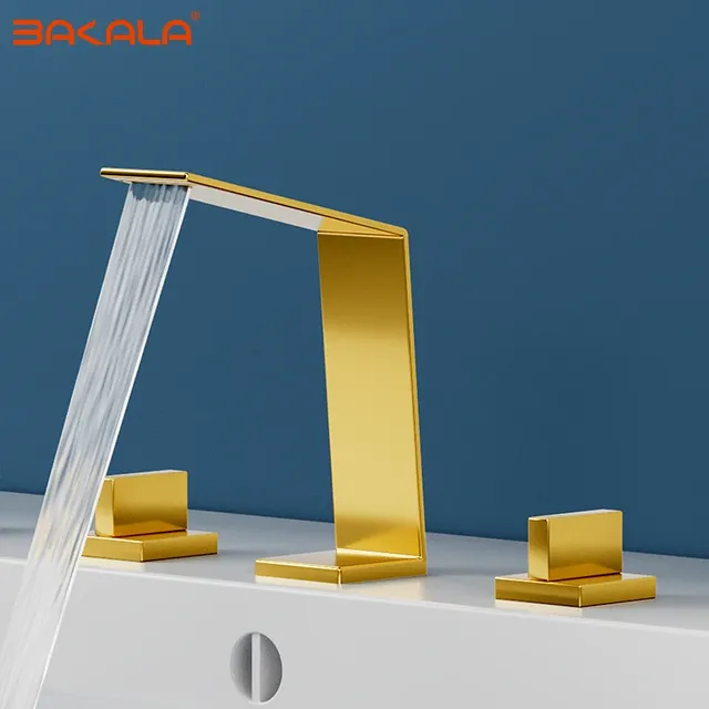 Robinet de lavabo cascade avec deux poignées – vue 2