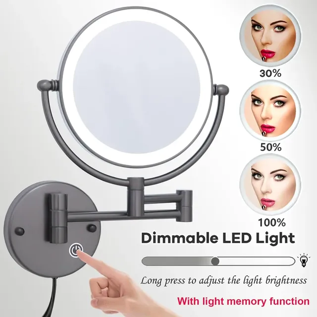 Miroir de salle de bain pliant à Led tactile – vue 3