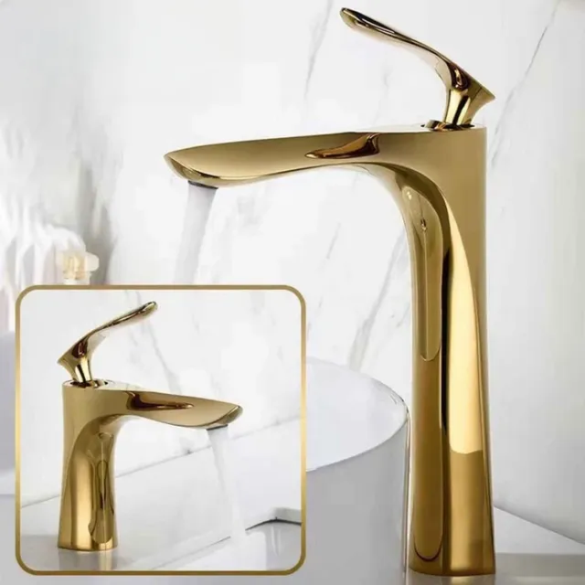 Robinet de lavabo en feuille d'érable dorée – vue 2